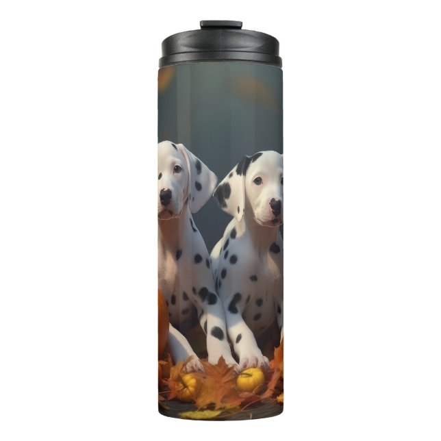 Dalmatian Puppy Autumn Delight Pumpkin  Thermal Tumbler (Front)