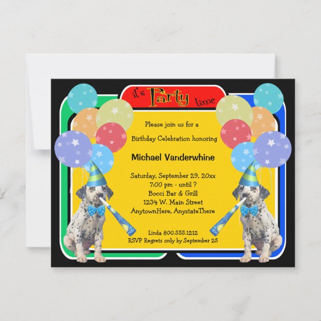 Dalmatian Puppy Birthday Barker Invitation (Front)