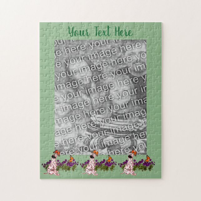 Dalmatian Puppy Butterflies Photo Frame Template Jigsaw Puzzle (Vertical)