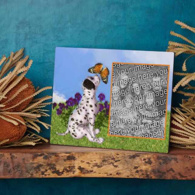 Dalmatian Puppy Butterfly Art Add Your Own  Photo Plaque (Side)