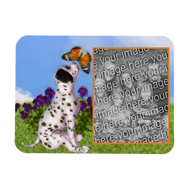 Dalmatian Puppy Butterfly Painting Add Your Photo Magnet (Horizontal)