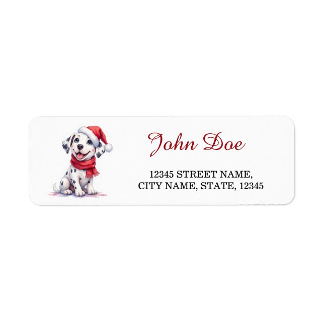 Dalmatian Puppy Christmas Return Address Labels (Front)