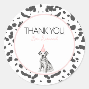 Dalmatian puppy dog Birthday party guest favour  Classic Round Sticker