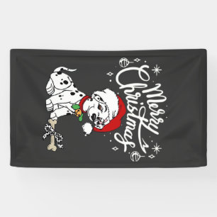 Dalmatian Puppy Dog In A Christmas Santa Hat Xmas Banner
