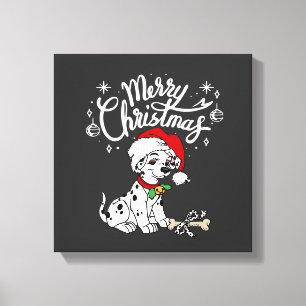 Dalmatian Puppy Dog In A Christmas Santa Hat Xmas Canvas Print