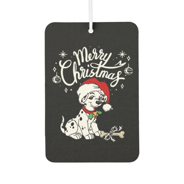 Dalmatian Puppy Dog In A Christmas Santa Hat Xmas  Car Air Freshener (Front)