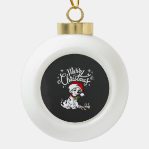 Dalmatian Puppy Dog In A Christmas Santa Hat Xmas Ceramic Ball Christmas Ornament