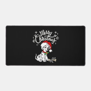 Dalmatian Puppy Dog In A Christmas Santa Hat Xmas Desk Mat