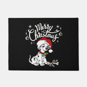 Dalmatian Puppy Dog In A Christmas Santa Hat Xmas Doormat
