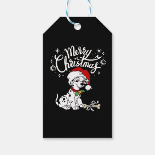 Dalmatian Puppy Dog In A Christmas Santa Hat Xmas Gift Tags