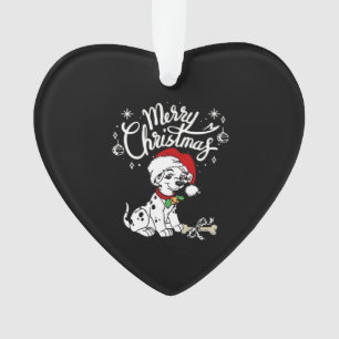 Dalmatian Puppy Dog In A Christmas Santa Hat Xmas Ornament