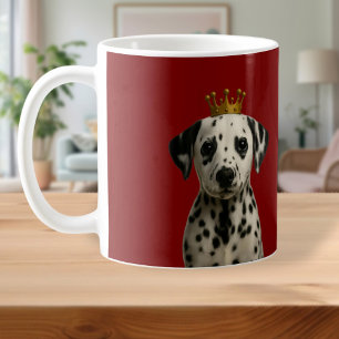 Dalmatian Puppy in Gold Crown Cute Coffee Mug