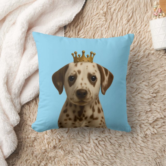 Dalmatian Puppy in Gold Crown Cute Cushion (Blanket)