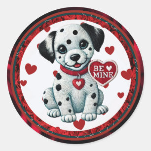 Dalmatian Puppy Round Stickers – Be Mine Valentine
