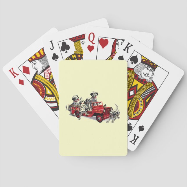 Dalmatian Pups with Fire Truck Playing Cards (Back)