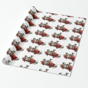Dalmatian Pups with Fire Truck Wrapping Paper