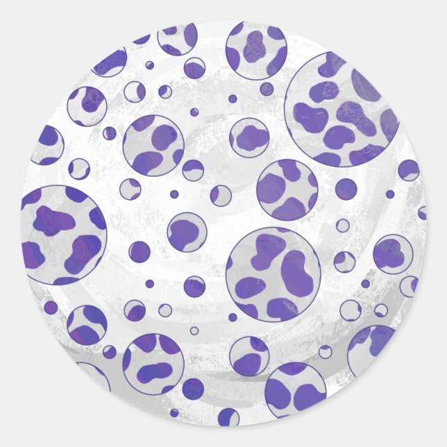 Dalmatian Purple and White Polka Dot Classic Round Sticker (Front)