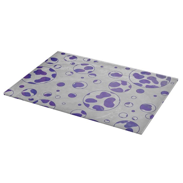 Dalmatian Purple and White Polka Dot Cutting Board (Corner)