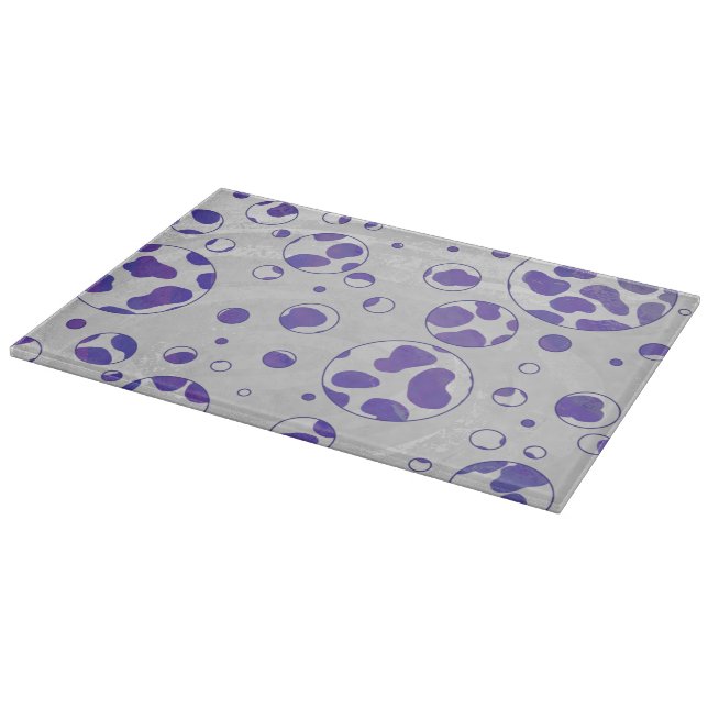 Dalmatian Purple and White Polka Dot Cutting Board (Corner)
