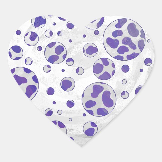 Dalmatian Purple and White Polka Dot Heart Sticker (Front)