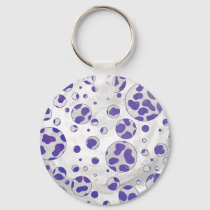 Dalmatian Purple and White Polka Dot Key Ring