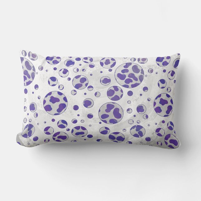 Dalmatian Purple and White Polka Dot Lumbar Cushion (Front)