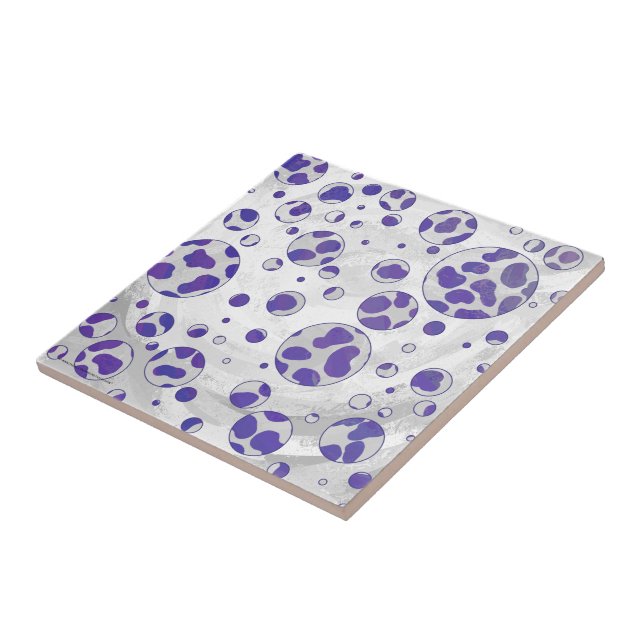 Dalmatian Purple and White Polka Dot Tile (Side)