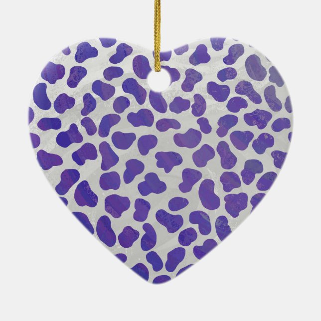 Dalmatian Purple and White Print Ceramic Tree Decoration (Back)