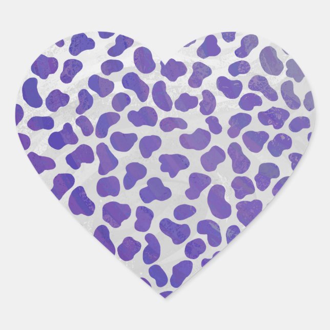 Dalmatian Purple and White Print Heart Sticker (Front)