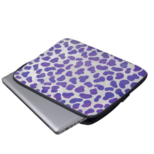 Dalmatian Purple and White Print Laptop Sleeve (Front Bottom)
