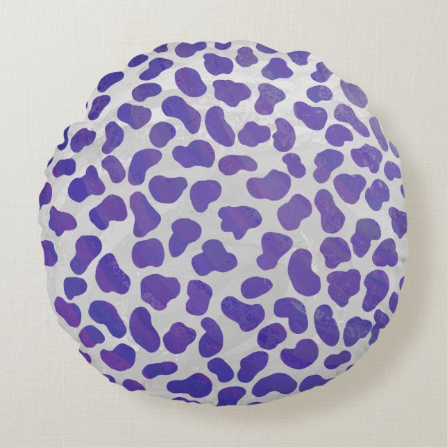 Dalmatian Purple and White Print Round Cushion (Front)