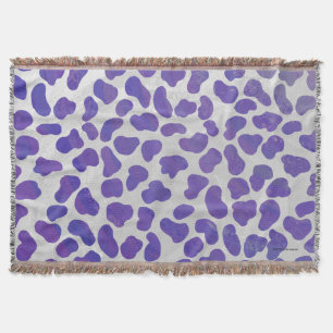 Dalmatian Purple and White Print Throw Blanket