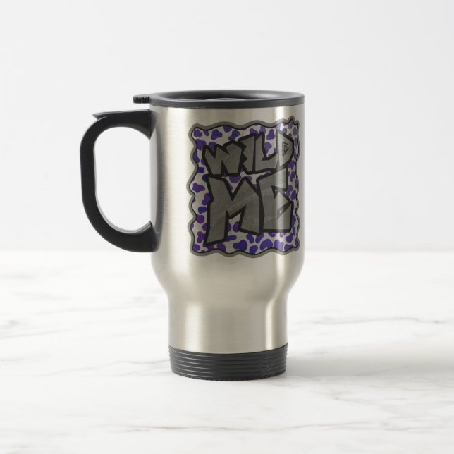 Dalmatian Purple and White Print Travel Mug (Left)