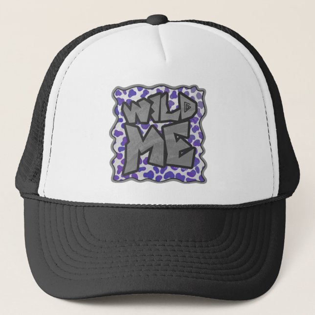 Dalmatian Purple and White Print Trucker Hat (Front)