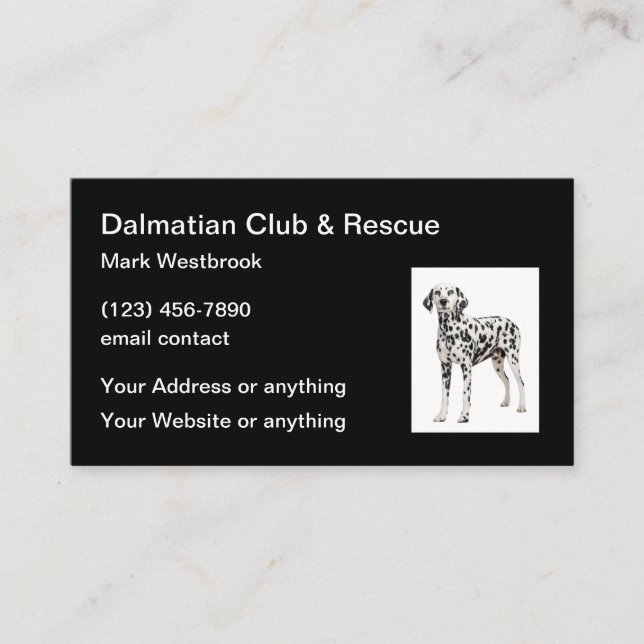 Dalmatian Rescue Dog Breed Club Business Card (Front)