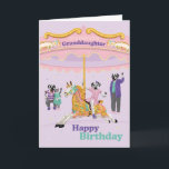 Dalmatian Riding Carousel Granddaughter Birthday C Card<br><div class="desc">Send this adorable card to your fabulous granddaughter on her birthday.  Dotty Dog,  the dalmatian,  and family,  proudly watch on and wave,  as granddaughter gallops by on a colourful carousel horse,  at the fair.</div>