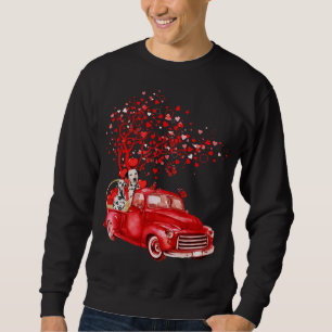 Dalmatian Riding Red Truck Valentine Butterfly Hea Sweatshirt