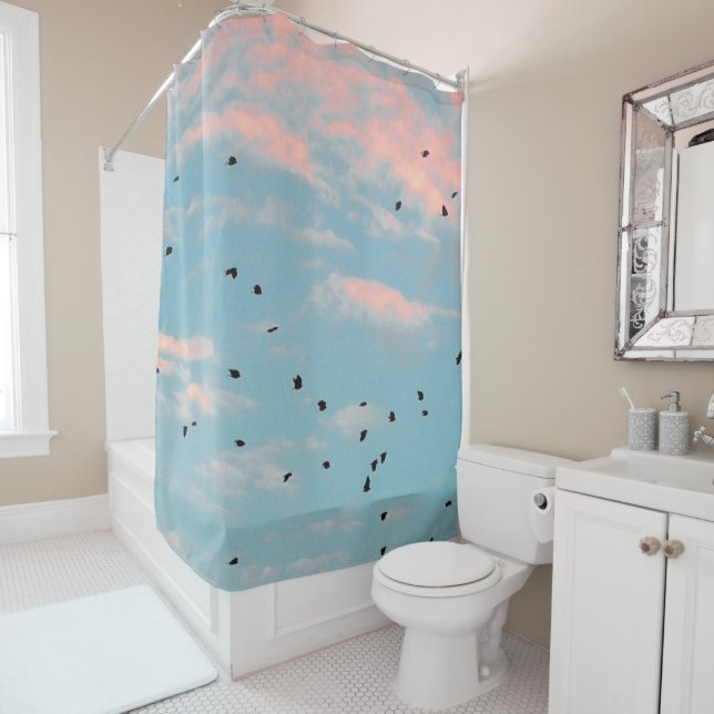 Dalmatian Sky Print Shower Curtain (In Situ)