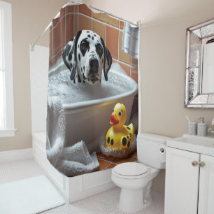 Dalmatian Sloppy Sleepy Cute Funny Shower Curtain