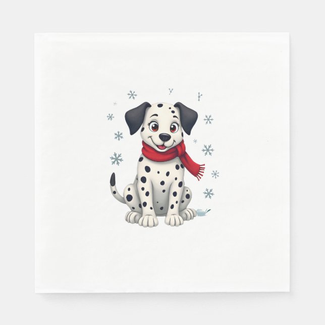 Dalmatian Snowy Fun dog Napkin (Front)