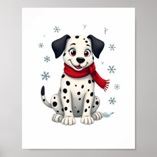 Dalmatian Snowy Fun Poster