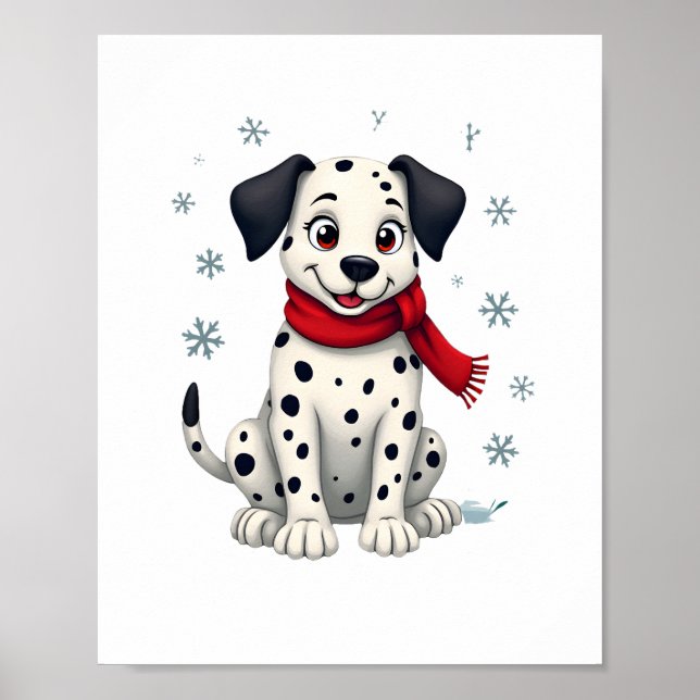 Dalmatian Snowy Fun Poster (Front)