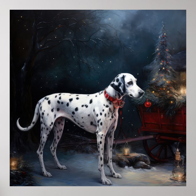 Dalmatian Snowy Sleigh Christmas Decor  (Front)