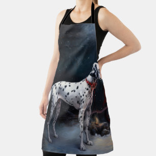 Dalmatian Snowy Sleigh Christmas Decor  Apron