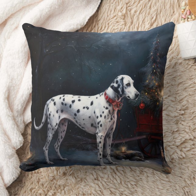 Dalmatian Snowy Sleigh Christmas Decor  Cushion (Blanket)