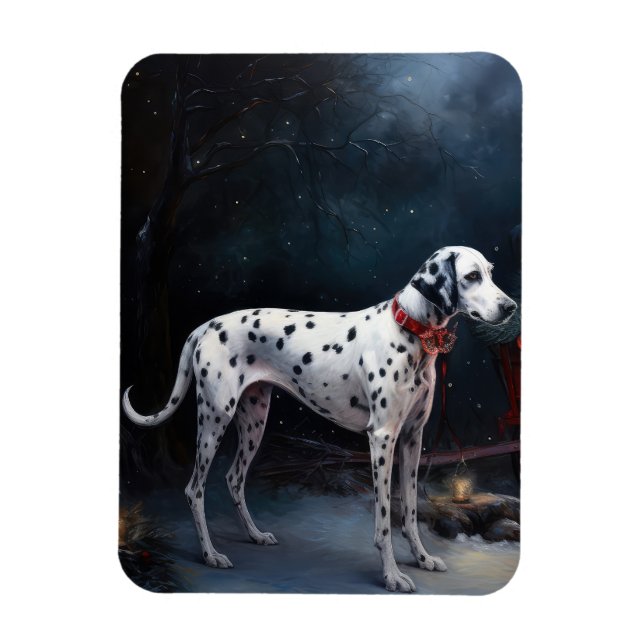 Dalmatian Snowy Sleigh Christmas Decor  Magnet (Vertical)