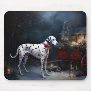 Dalmatian Snowy Sleigh Christmas Decor Mouse Mat