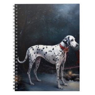Dalmatian Snowy Sleigh Christmas Decor Notebook