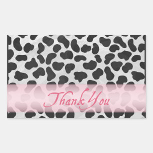 Dalmatian Spot Pattern Pink Thank You Rectangular Sticker