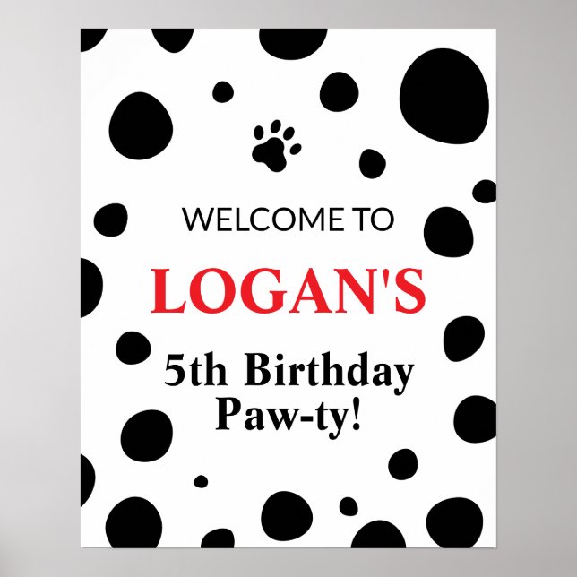 Dalmatian Spots Birthday Welcome Sign (Front)